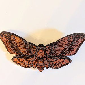 Death Moth Hair Leather Barrette hawk moth NWT